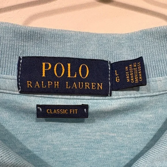Polo by Ralph Lauren Sky Blue Men's Polo Shirt Classic Fit Size L - Picture 2 of 5